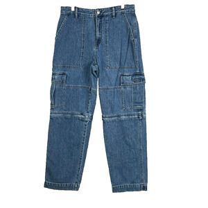 Madewell Jeans Womens 28 Baggy Straight Cargo Zip-Off Convertible Medium Wash